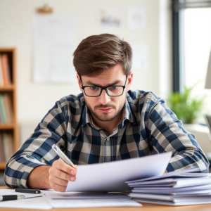 A worried borrower reviewing student loan statements after policy changes.