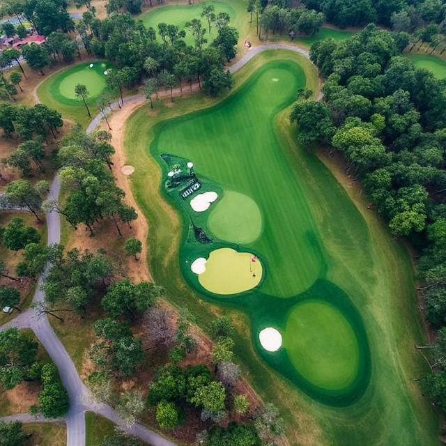 Aerial view of Augusta National Golf Club during the 2025 Masters.