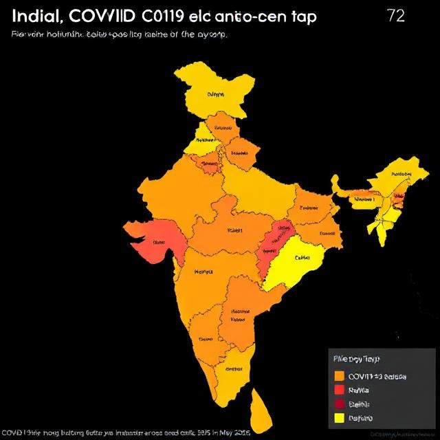 India COVID-19 heatmap showing active cases in Kerala, Maharashtra, Delhi – May 2025”
