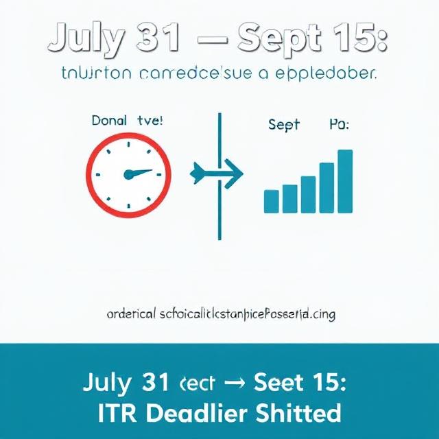 "Income Tax Bombshell: Govt Delays ITR Deadline – What You Must Do NOW" 2 A simple infographic or flat illustration showing the original and new ITR deadline with arrows or progress bars.