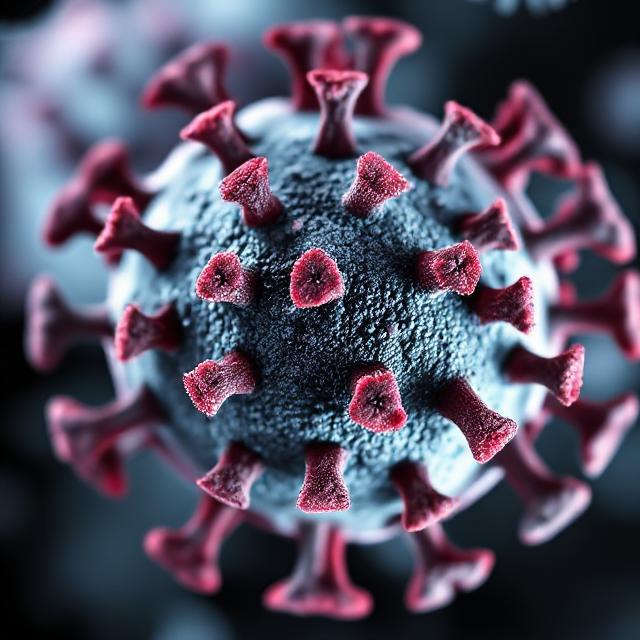 “Microscopic close-up of COVID-19 NB.1.8.1 variant mutation under microscope”
