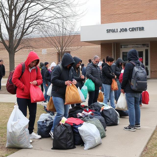 “Students packing bags outside St. Paul Job Corps Center after funding cut announcement”